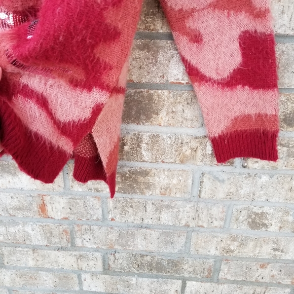 Lori Goldstein Logo Lounge Pink Brushed Camo Sequin V Neck Sweater (Wmns L) Soft - Picture 5 of 8